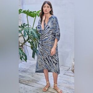 Ocean+Main BLUE NAUTILUS GAUZE DRESS WITH POCKETS